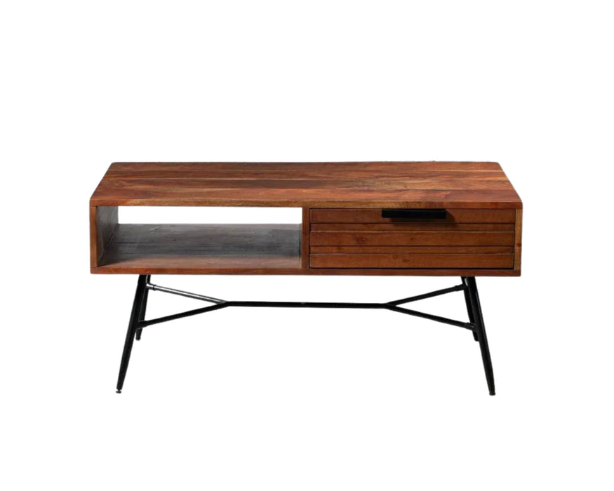 ARIA – Table de salon en acacia massif avec espace de rangement