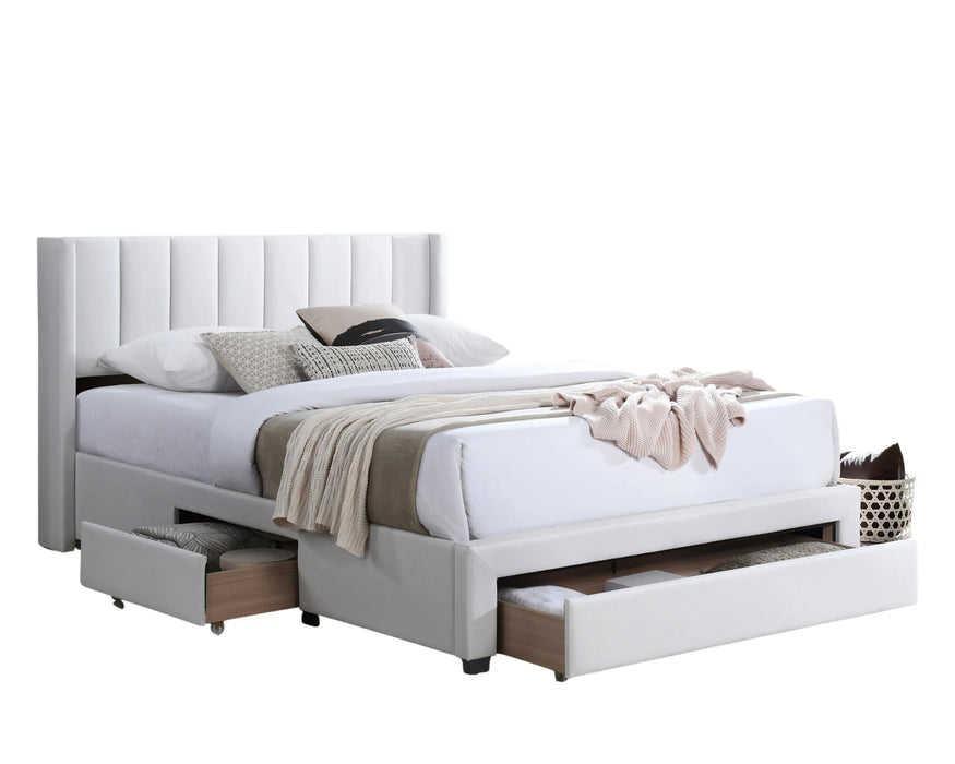 NATHAEL – Base de lit avec rangements crème