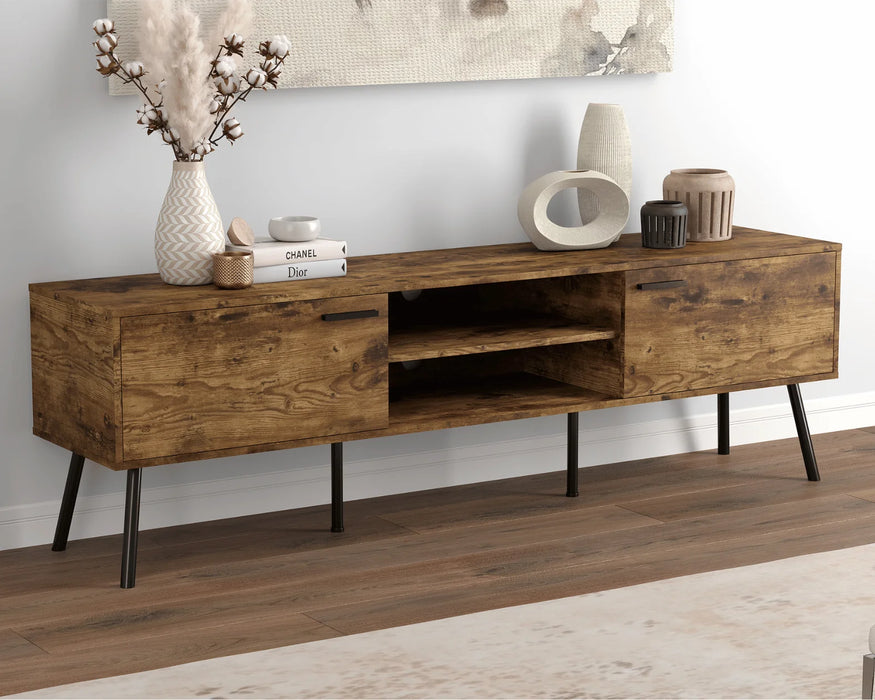 MAREK - 71'' TV stand in brown aged wood