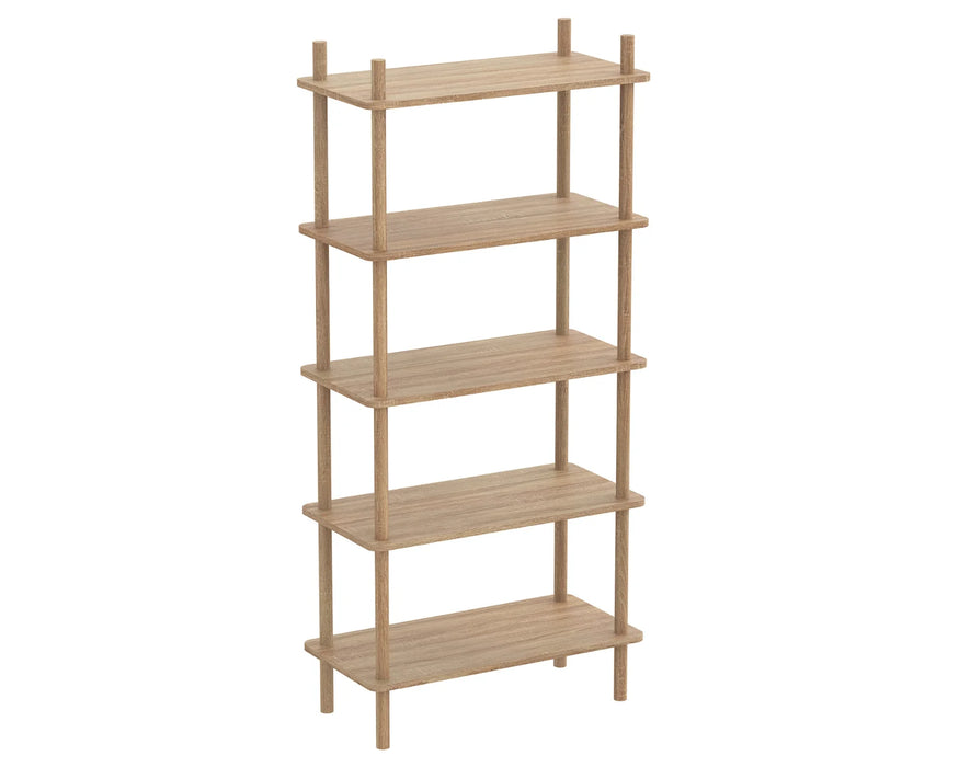 NAËLLE - Étagère décorative 51" en bois clair à 5 tablettes