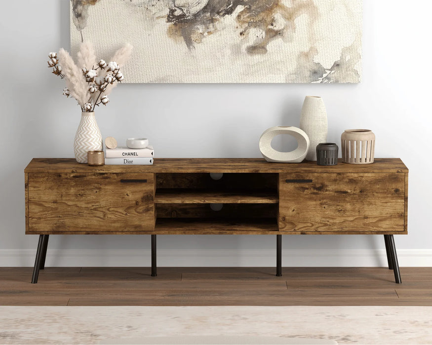 MAREK - 71'' TV stand in brown aged wood