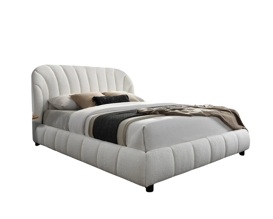 ANOUK – Base de lit en tissu bouclé blanc