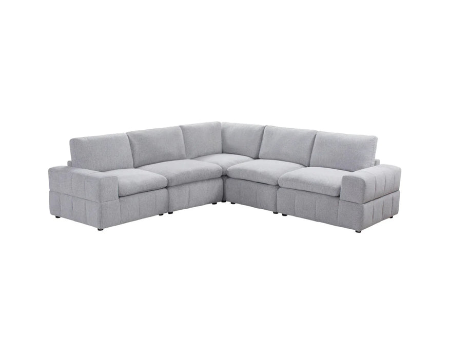 ENZO - Sofa modulaire 5 morceaux gris pâle