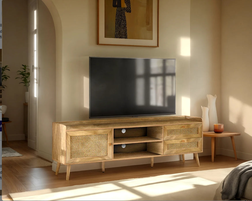 CHAINE - 72" pale walnut television stand