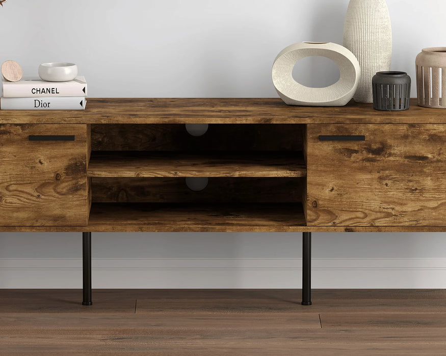 MAREK - 71'' TV stand in brown aged wood