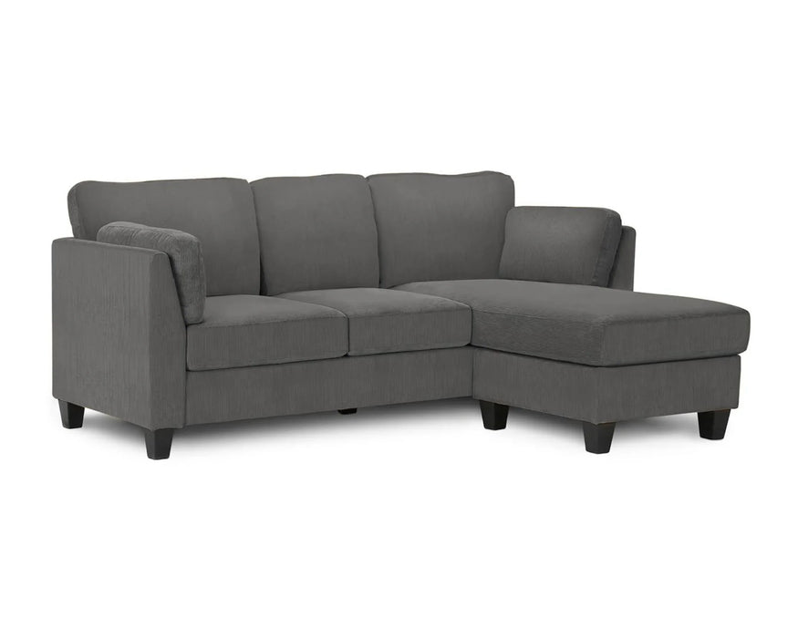 MILO - Sectionnel 87" corduroy réversible gris