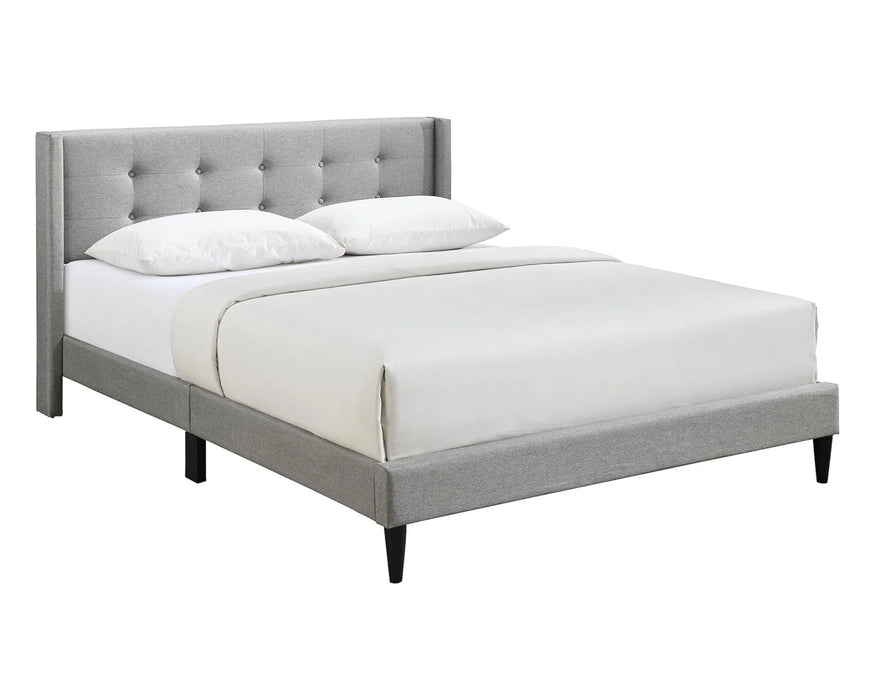 ÉMILE - Base de lit capitonné gris