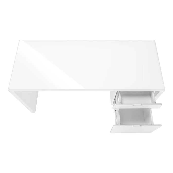 LOUNA – Bureau blanc lustré de 60 po avec tiroirs