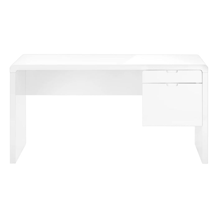 LOUNA – Bureau blanc lustré de 60 po avec tiroirs