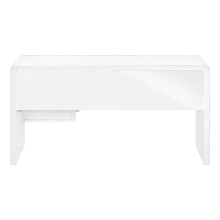 LOUNA – Bureau blanc lustré de 60 po avec tiroirs
