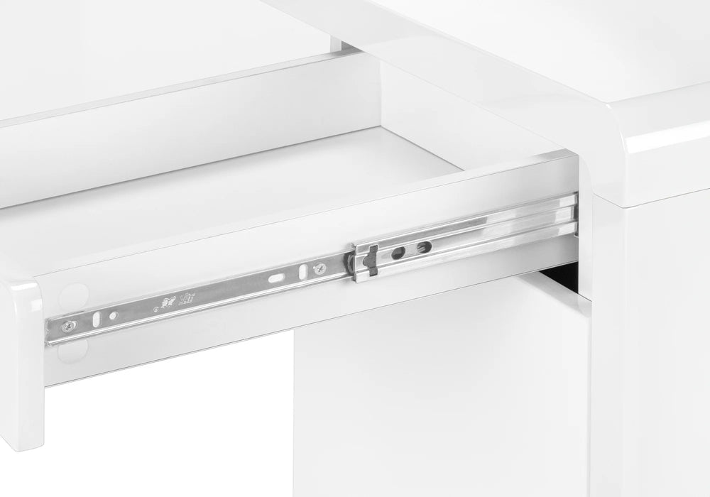 LOUNA – Bureau blanc lustré de 60 po avec tiroirs