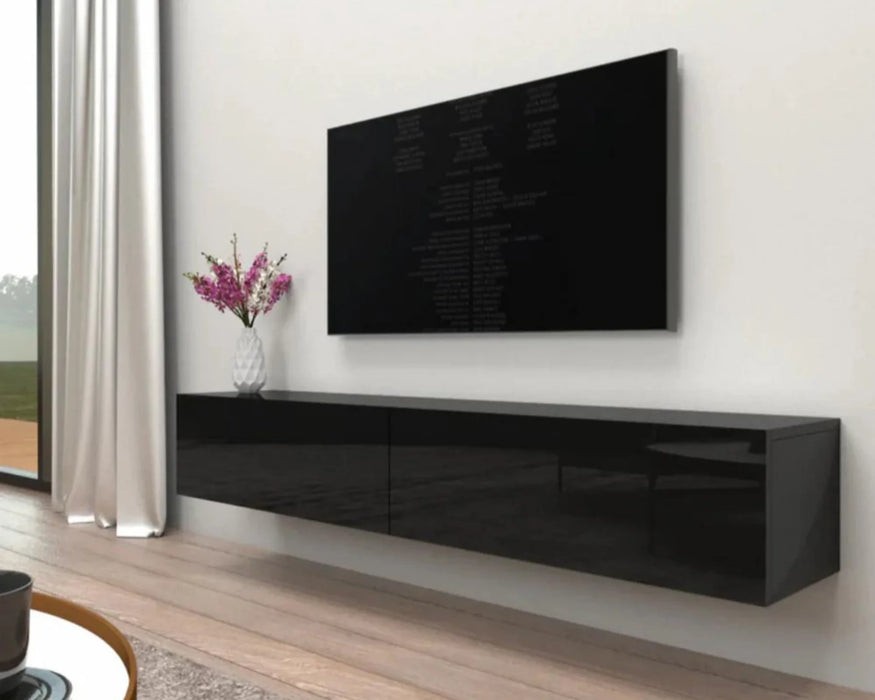 ICY - 66" floating black TV stand