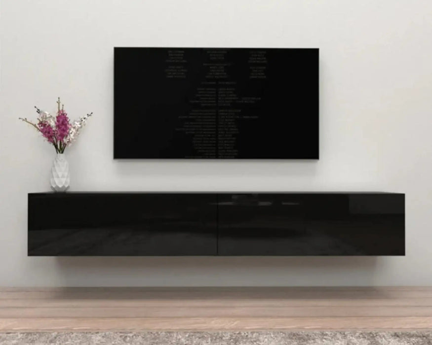 ICY - 66" floating black TV stand