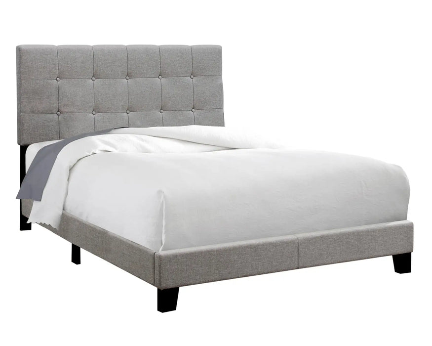 LANA - Base de lit capitonné gris