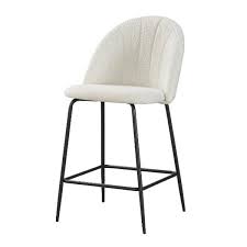 SOPHIE - Tabouret de bar bouclé blanc