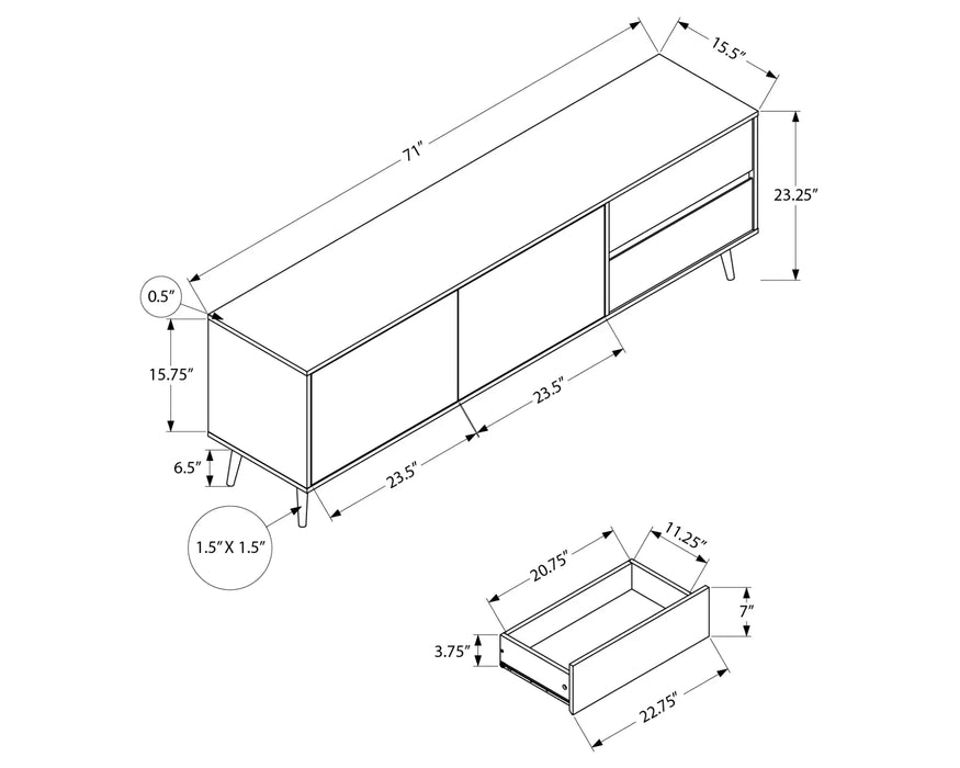 TIMO - 72" pale walnut TV stand
