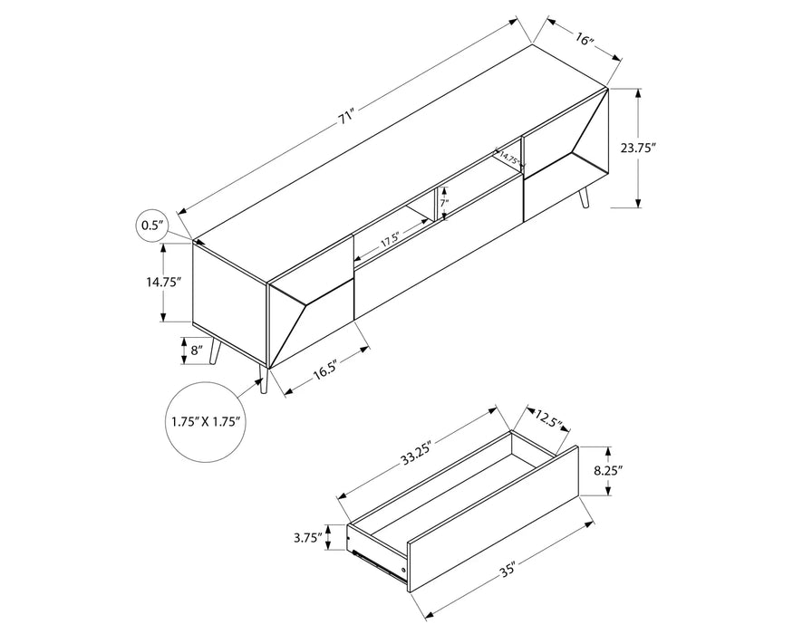 OSLO - 72" pale walnut TV stand