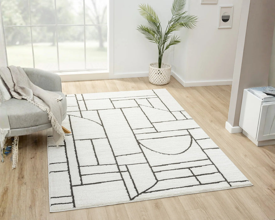 BOHO - Tapis 5 x 8 géométrique ivoire