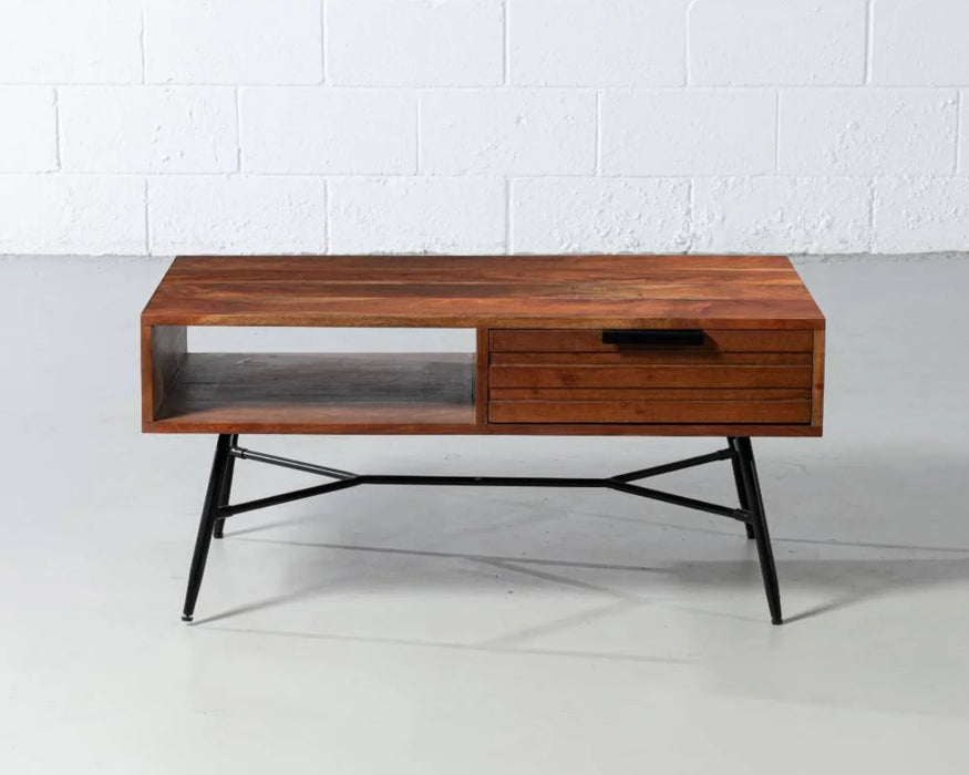 ARIA – Table de salon en acacia massif avec espace de rangement