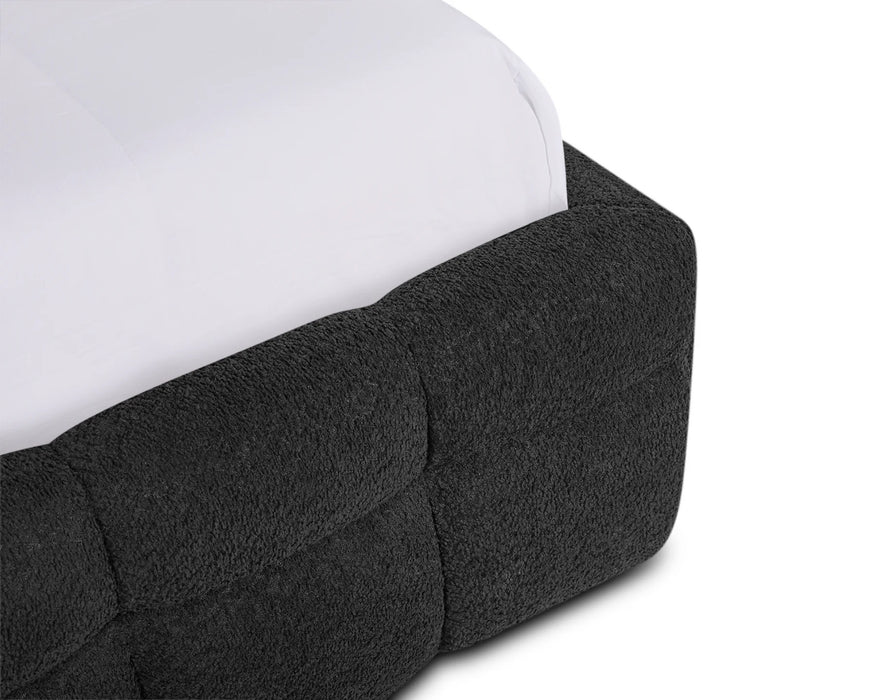 LARKA - Base de lit tissu bouclé noir
