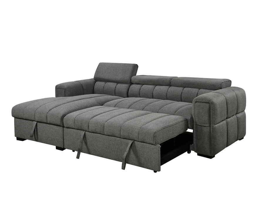 VICTOR - Sofa lit 99" avec rangement gris foncé