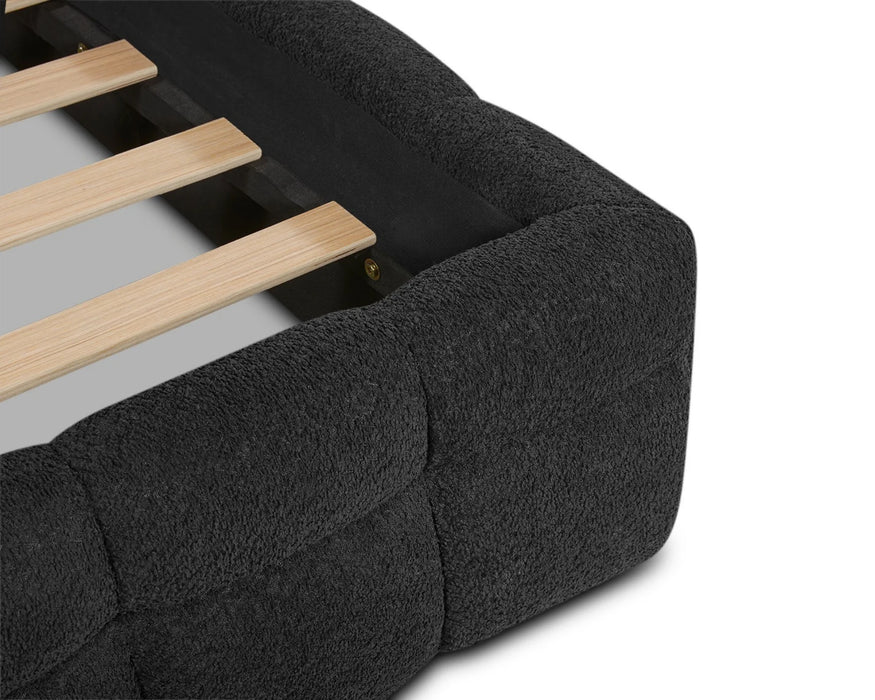 LARKA - Base de lit tissu bouclé noir