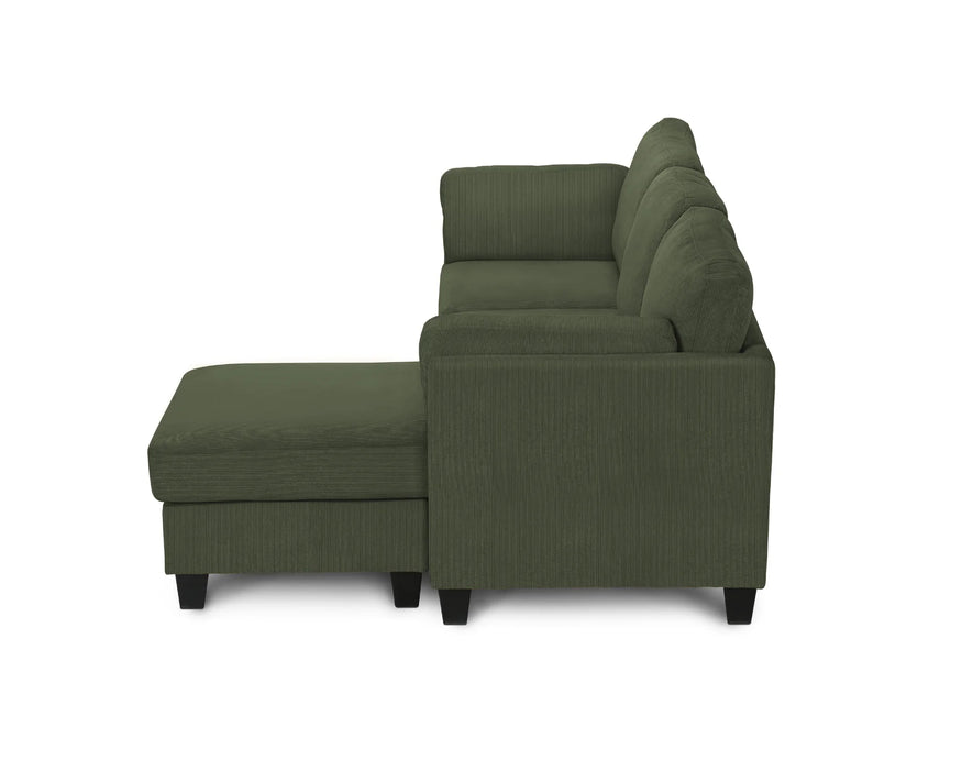 MILO - 87" green corduroy sectional sofa