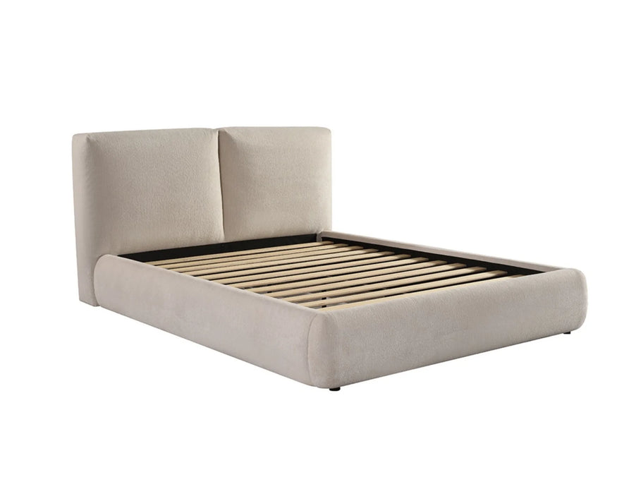 LENOX - Base de lit beige rembourrée