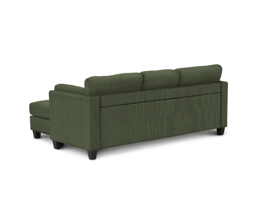 MILO - 87" green corduroy sectional sofa