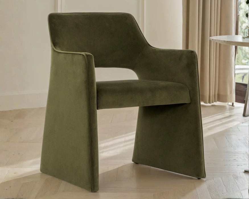 MARCO - Chaise de salle à manger vert olive profond