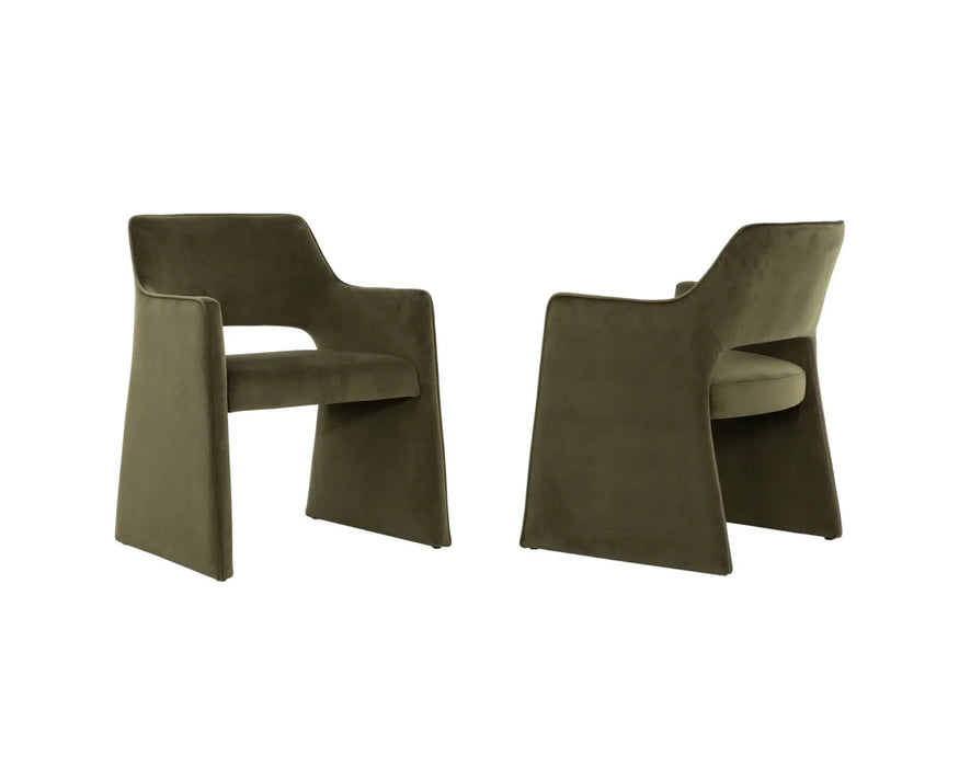 MARCO - Chaise de salle à manger vert olive profond