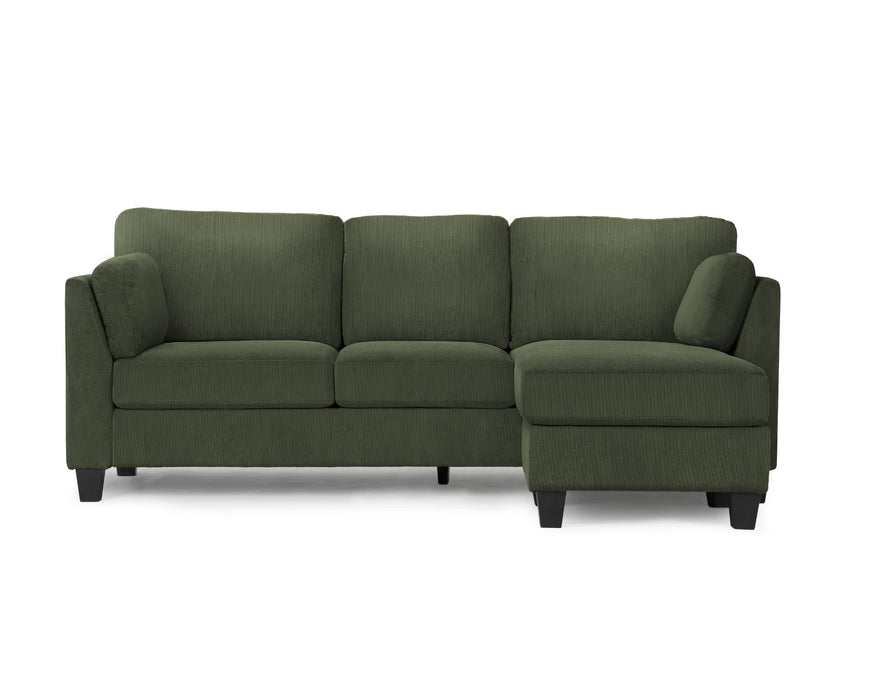 MILO - 87" green corduroy sectional sofa