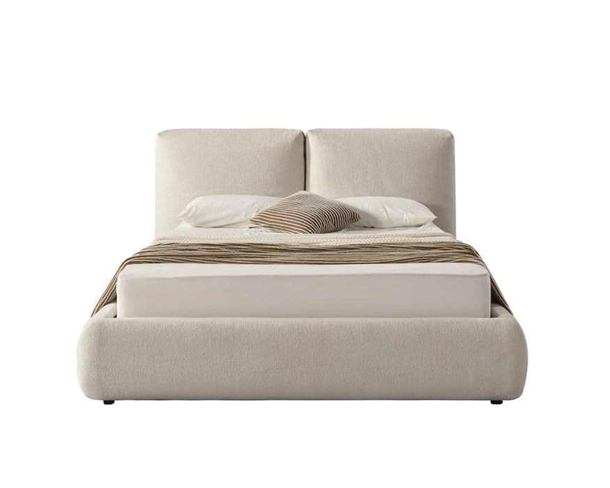 LENOX - Base de lit beige rembourrée