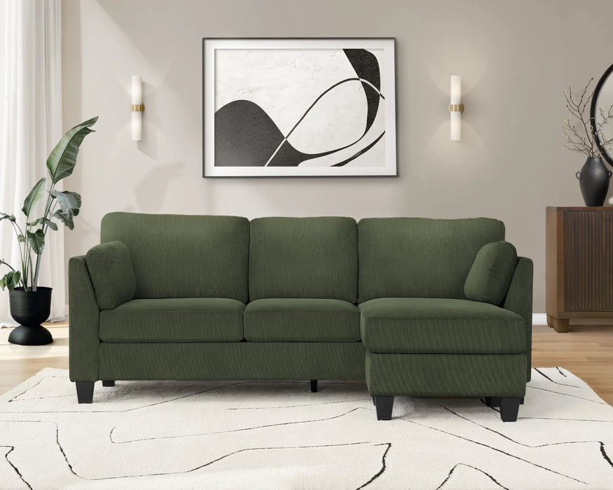 MILO - 87" green corduroy sectional sofa