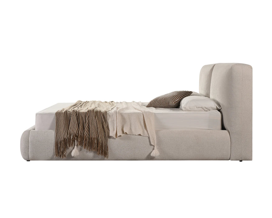 LENOX - Base de lit beige rembourrée