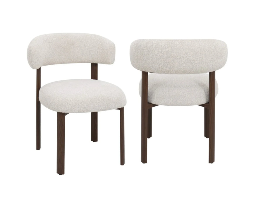 RAFAEL - Chaise de cuisine en tissu bouclé beige