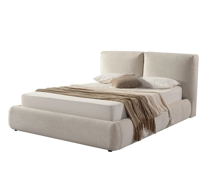 LENOX - Base de lit beige rembourrée