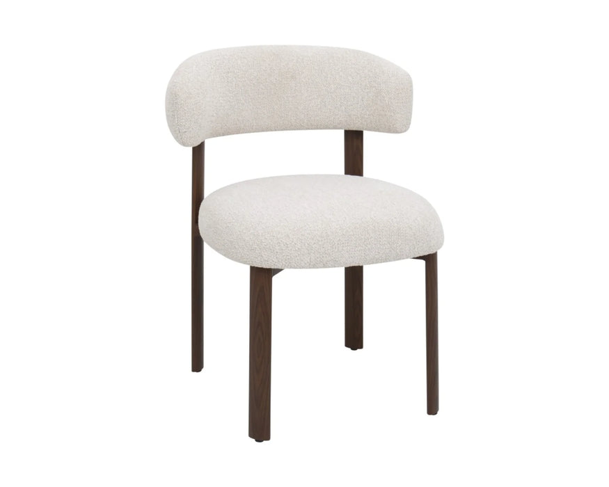 RAFAEL - Chaise de cuisine en tissu bouclé beige