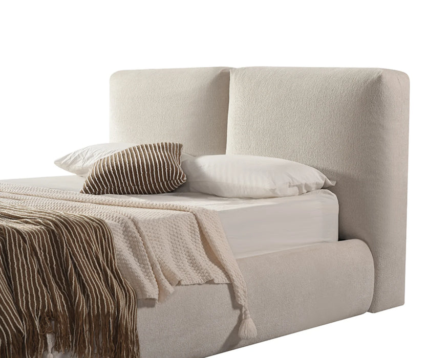 LENOX - Base de lit beige rembourrée