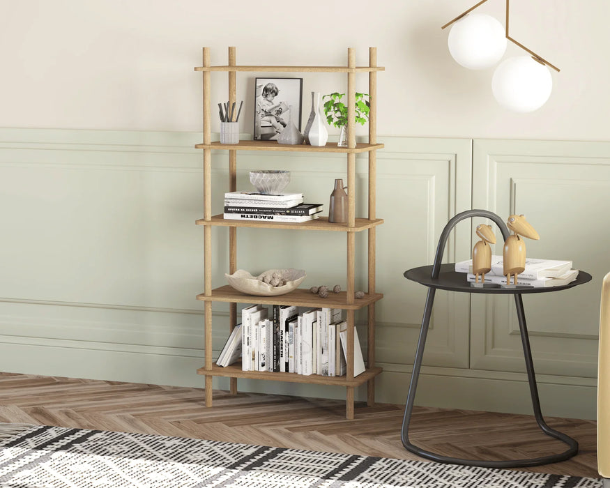 NAËLLE - Étagère décorative 51" en bois clair à 5 tablettes