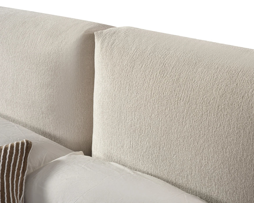 LENOX - Base de lit beige rembourrée