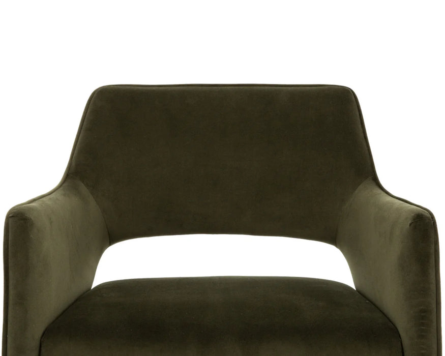 MARCO - Chaise de salle à manger vert olive profond