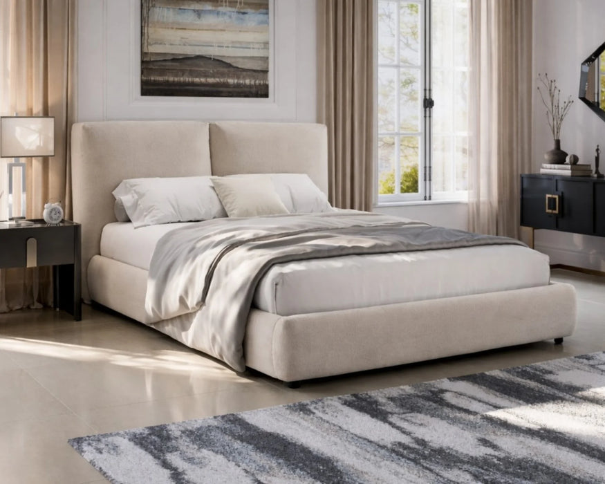 LENOX - Base de lit beige rembourrée