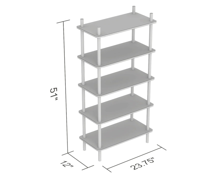 NAËLLE - Étagère décorative 51" en bois clair à 5 tablettes
