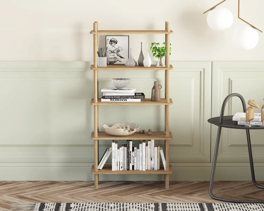 NAËLLE - Étagère décorative 51" en bois clair à 5 tablettes