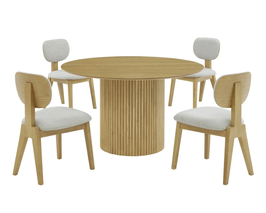 BERGEN - Ensemble de salle à manger scandinave en bois naturel