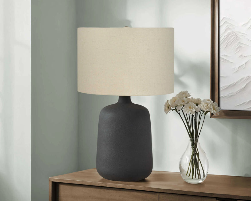 DEUJNA - Lampe de table céramique noir