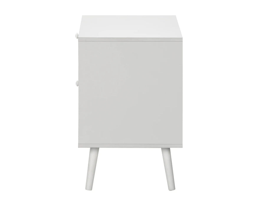 SANDRA - Table de chevet 2 tiroirs rotin blanc