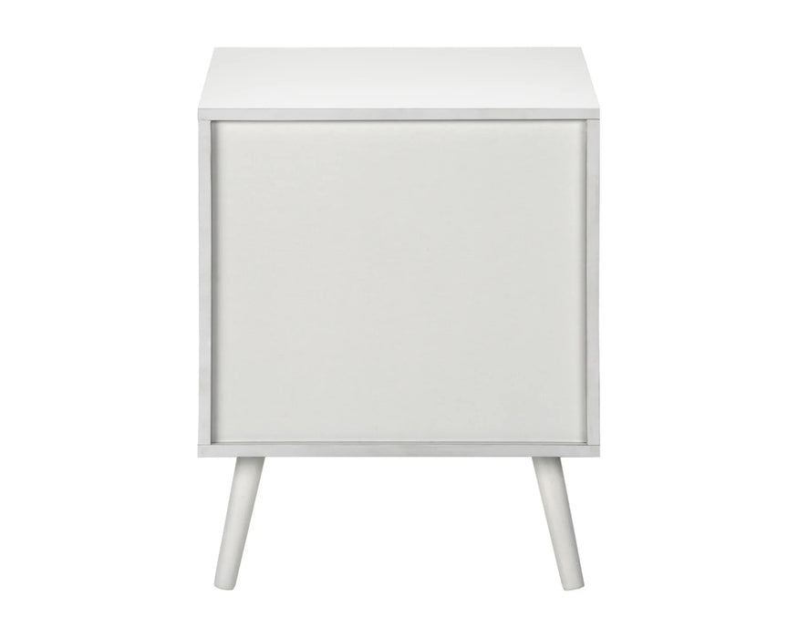 SANDRA - Table de chevet 2 tiroirs rotin blanc
