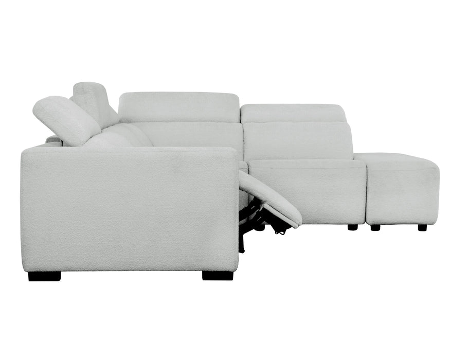 PHILIPPE - Sofa sectionnel inclinable électrique gris bouclé